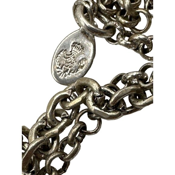 Crown Premier Designs Long Chain Necklace Silver Tone Textured Chunky Geometric - Picture 6 of 7